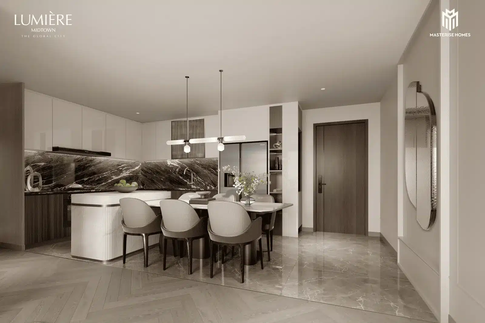 Không gian nội thất tại LUMIÈRE Midtown sang trọng và hiện đại, tạo nên môi trường sống tinh tế và tiện nghi.