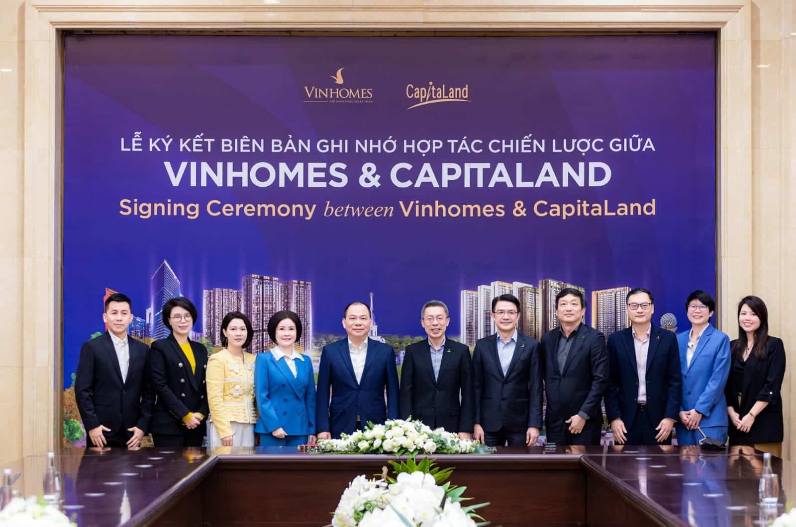 Lễ ký kết hợp tác chiến lược giữa Vinhomes và CapitaLand, mở đường cho dự án The Fullton CapitaLand tại Hưng Yên.