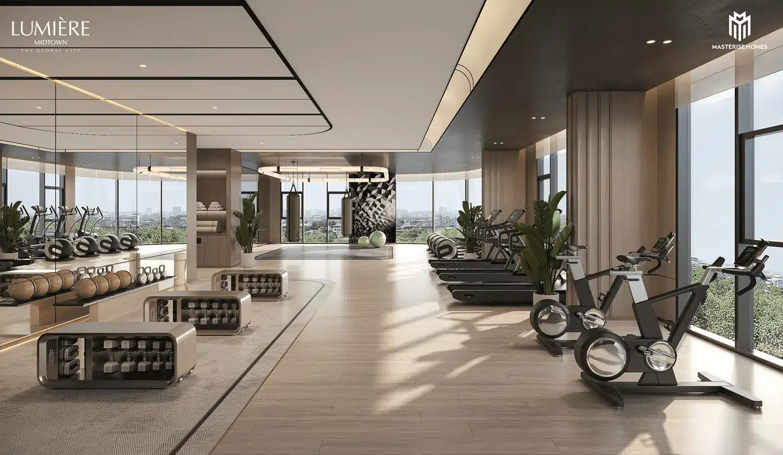 Phòng Gym hiện đại tại LUMIÈRE Midtown – nơi không gian sống đẳng cấp và tiện nghi hợp nhất.